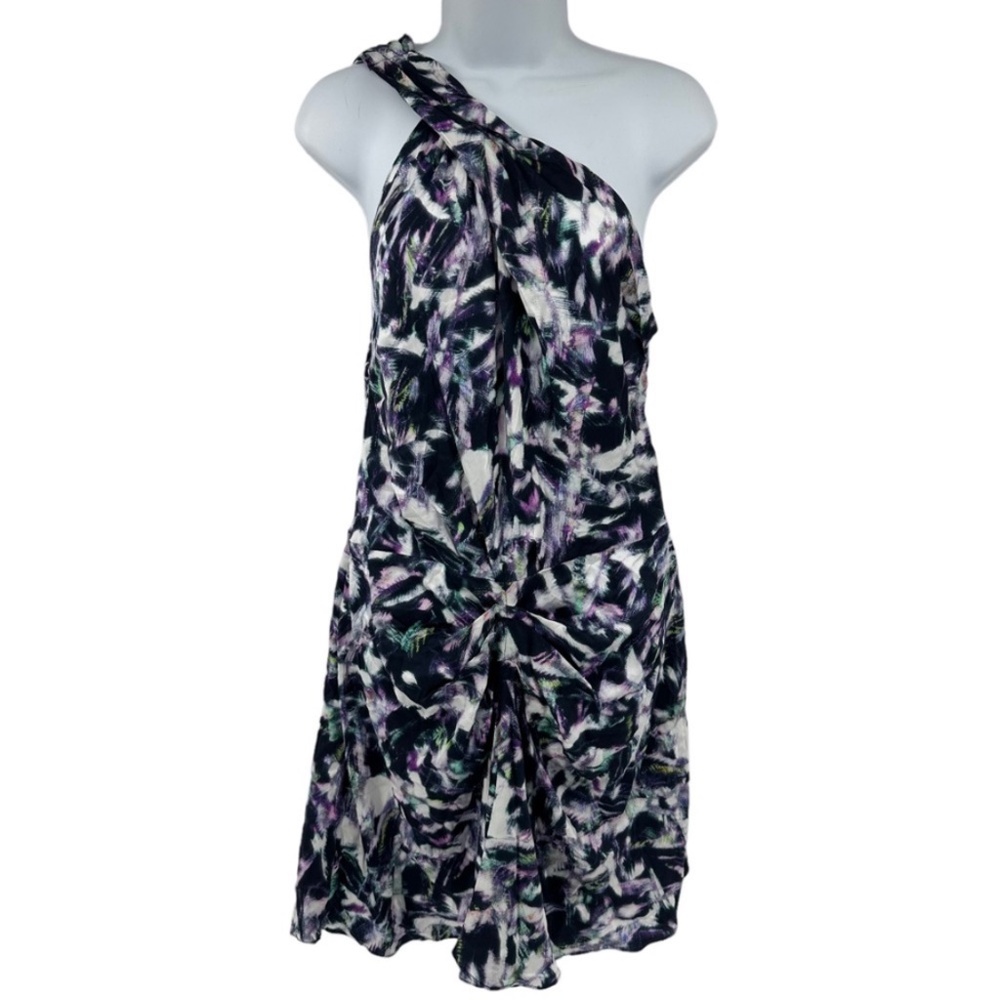 IRO Kevals One Shoulder Navy Multicolor One Shoulder Dress 42 = US 10 NWT